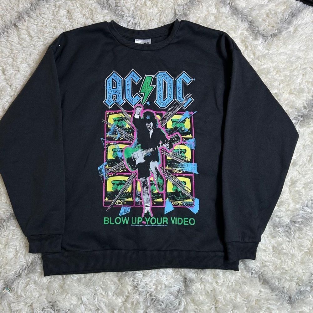 AC/DC Black Sweater with Neon Graphics